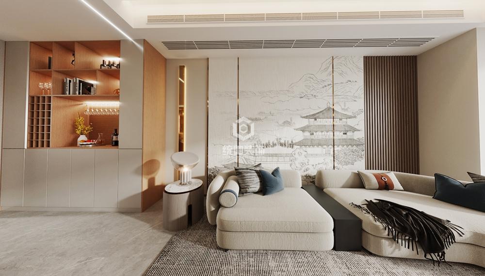 宝山区远洋红星宝山天铂150平新中式客厅装修效果图
