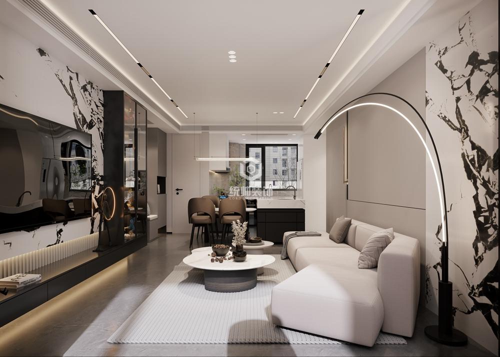 楊浦區陽光歐洲92平現代簡約客廳裝修效果圖