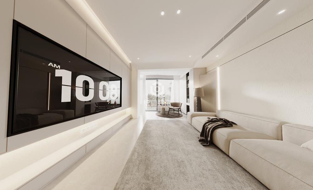 浦東新區妙城公寓112平現代簡約客廳裝修效果圖