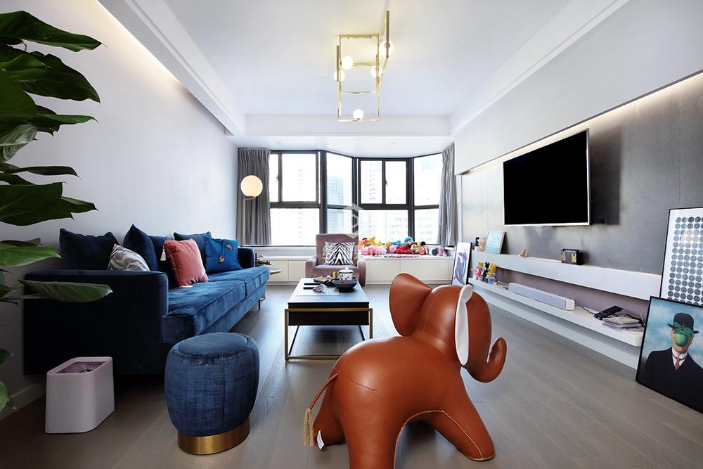 黃浦區大眾家園150平現代簡約客廳裝修效果圖