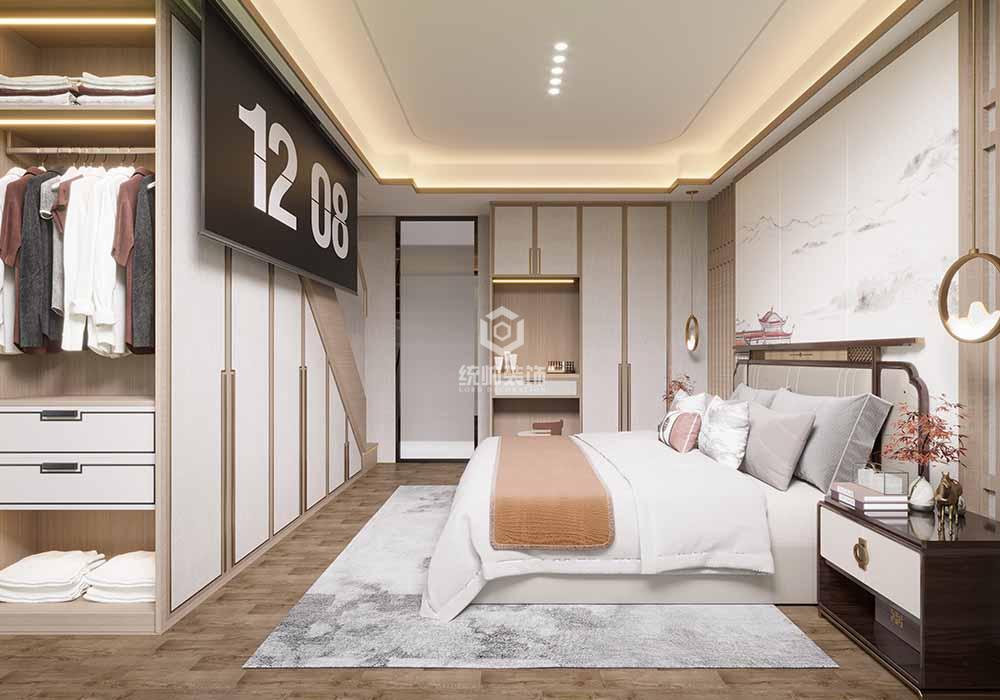 上海周邊十里江南159平新中式臥室裝修效果圖