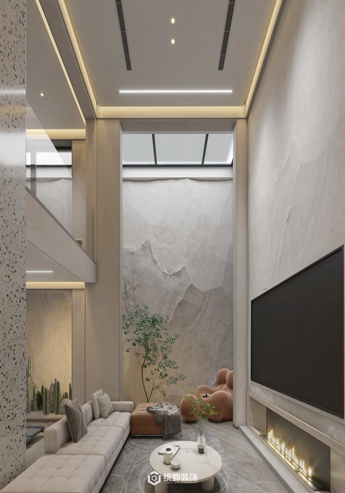 上海周邊國貿200平現代簡約客廳裝修效果圖