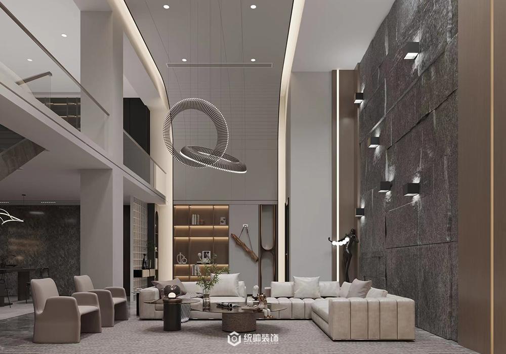 松江區金地西郊風華400平新中式客廳裝修效果圖