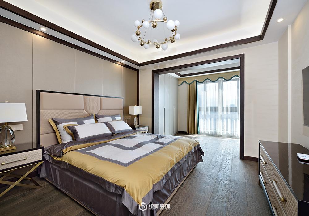 上海周邊富春峰景286平新中式臥室裝修效果圖