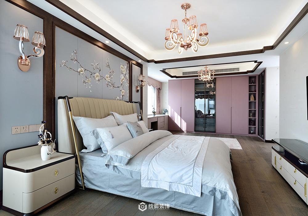 上海周边富春峰景286平新中式卧室装修效果图