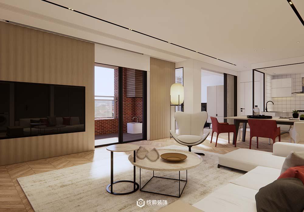 浦東新區東和公寓127平現代簡約客廳裝修效果圖