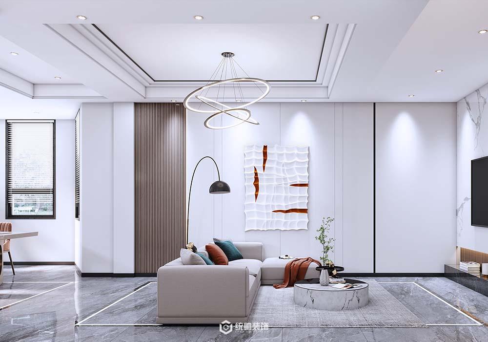 上海周邊淀湖桃園盈翠軒352平現代簡約客廳裝修效果圖