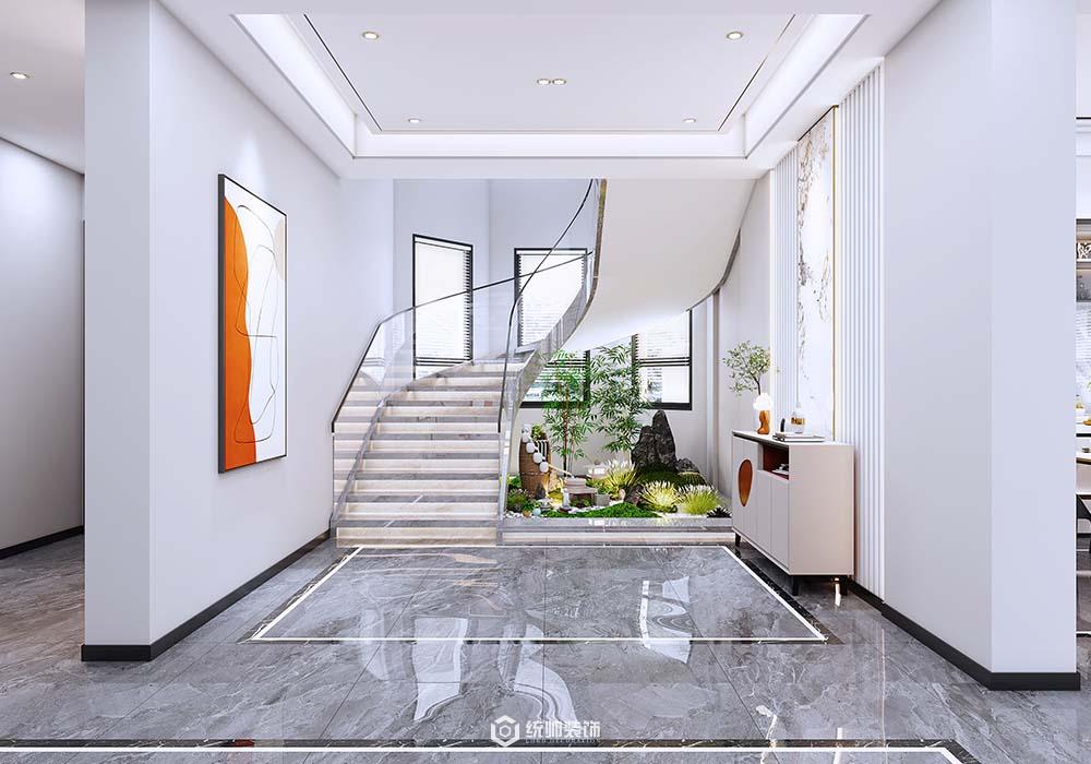 上海周边淀湖桃园盈翠轩352平现代简约楼梯间装修效果图
