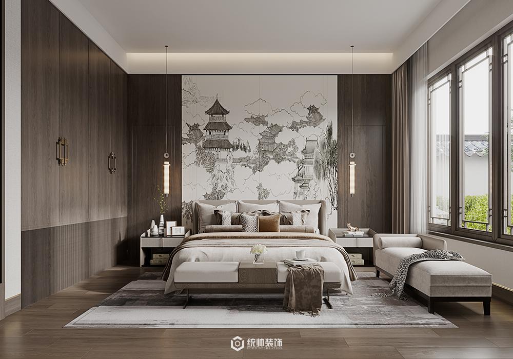 上海周边泽景园300平现代简约卧室装修效果图