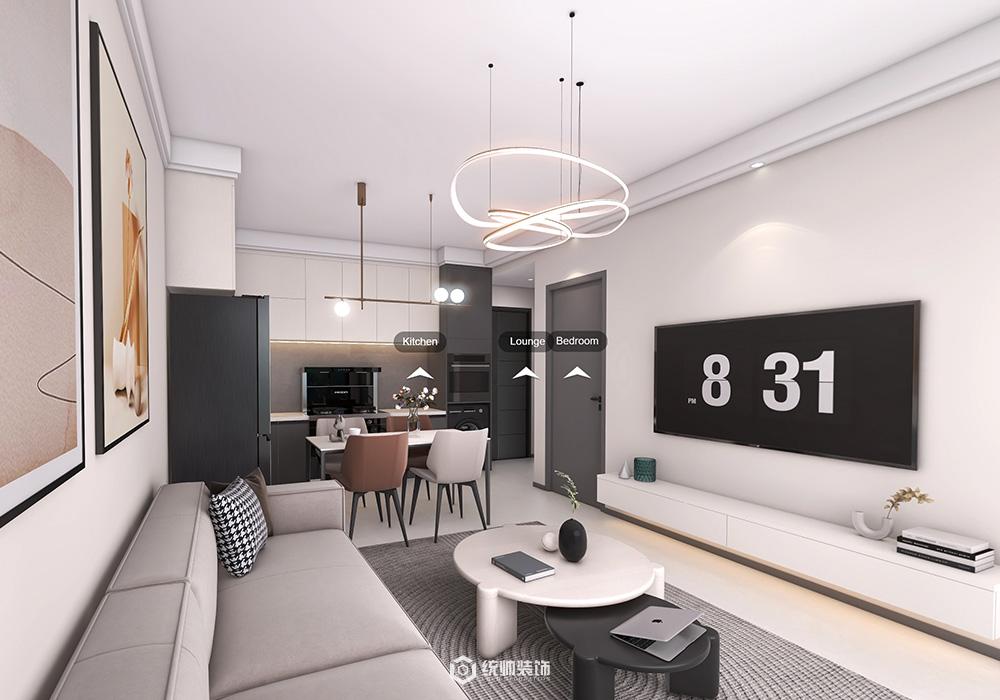 浦東新區中州華庭90平現代簡約客廳裝修效果圖