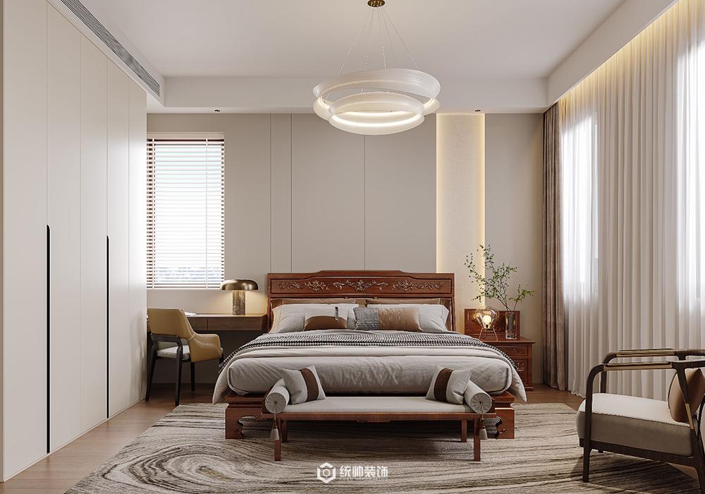 杨浦区文化名邸358平新中式卧室装修效果图