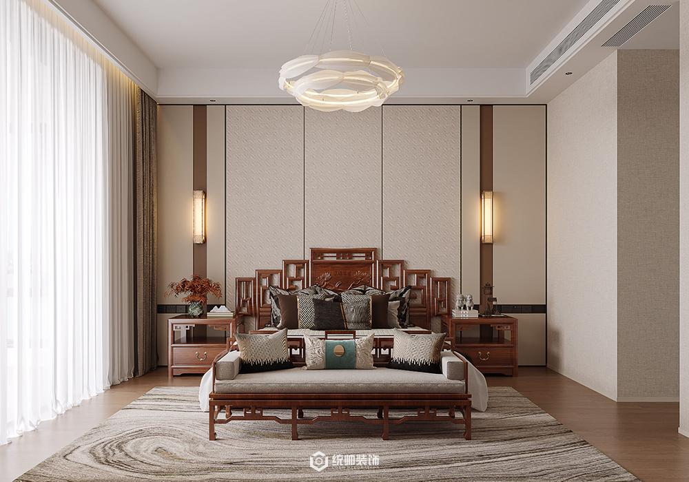 杨浦区文化名邸358平新中式卧室装修效果图