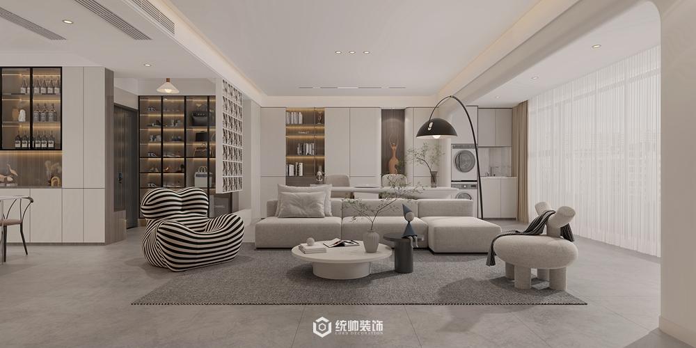 上海周边中海九樾150平现代简约客厅装修效果图