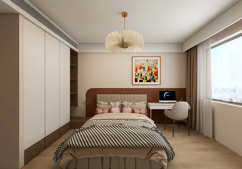 闵行区丽华公寓115平现代简约卧室装修效果图