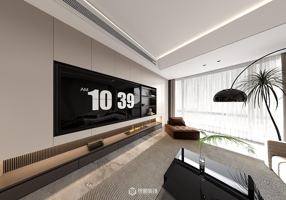 浦东新区陆家嘴国际华城120平现代简约客厅装修效果图