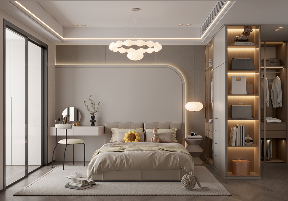 杨浦区汇锦里211平现代简约卧室装修效果图
