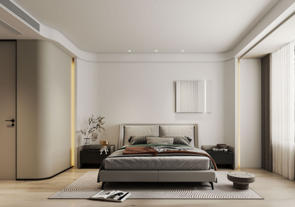 崇明区东亚威尼斯110平现代简约卧室装修效果图