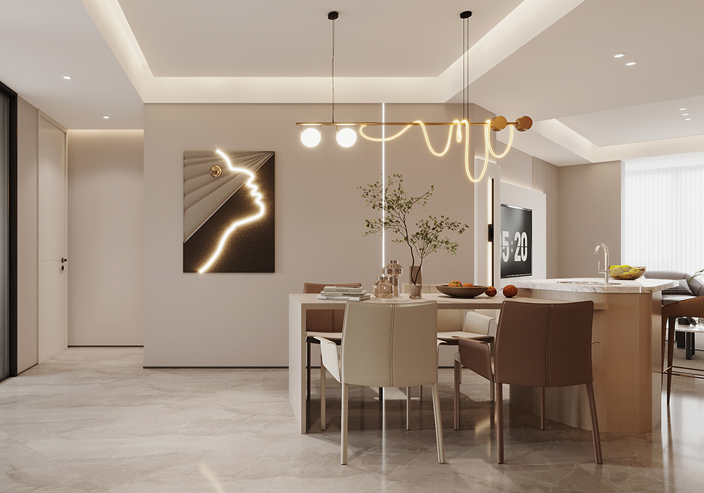 浦東新區東晶國際公寓74平現代簡約餐廳裝修效果圖