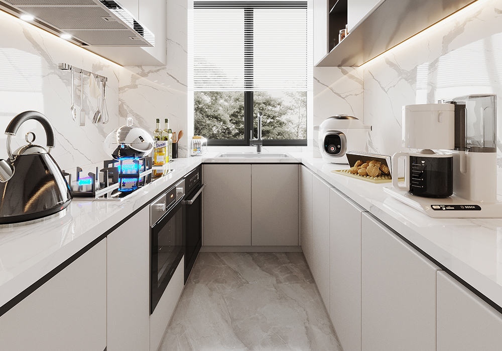 浦东新区东晶国际公寓74平现代简约厨房装修效果图