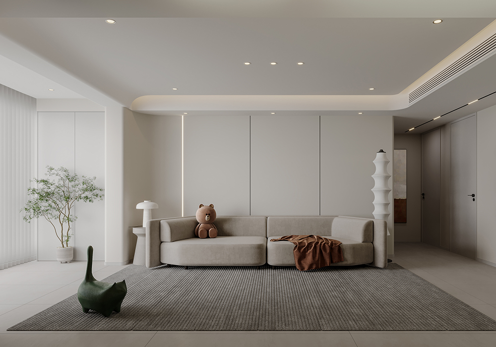 靜安區靜安晶華園120平現代簡約客廳裝修效果圖