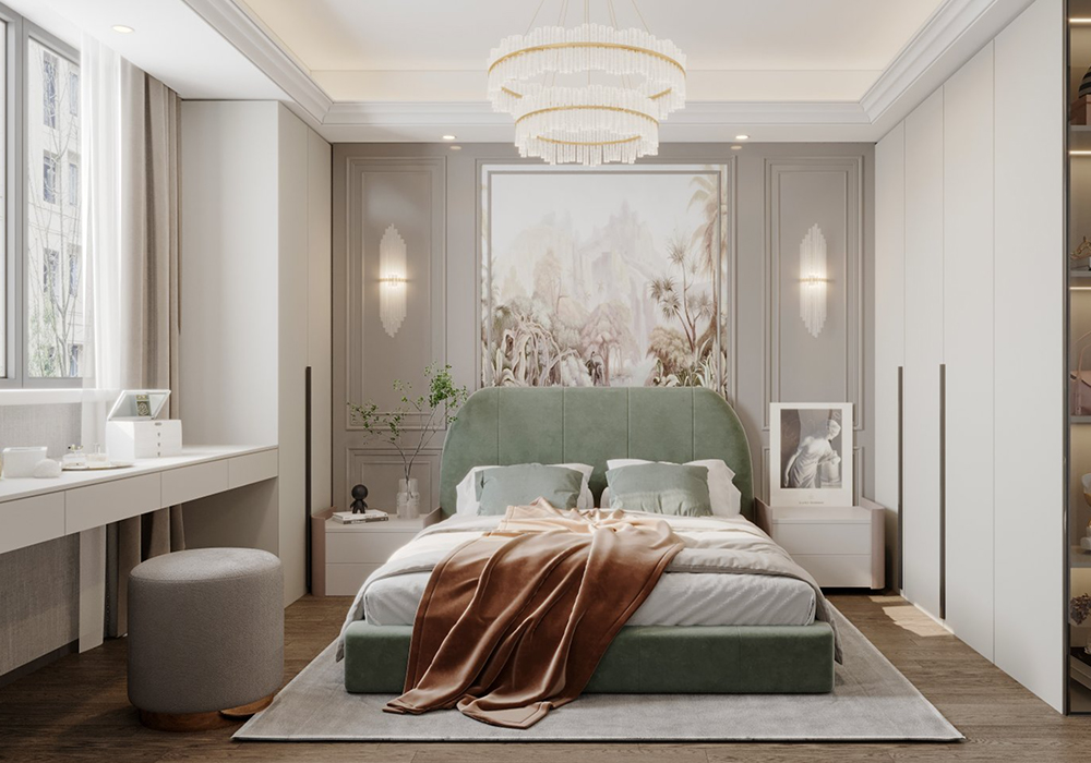 徐匯區新匯公寓97平現代簡約臥室裝修效果圖
