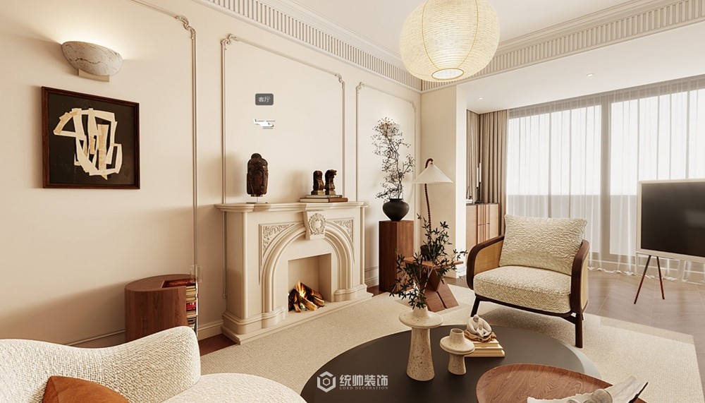 普陀區上海豪園80平法式客廳裝修效果圖