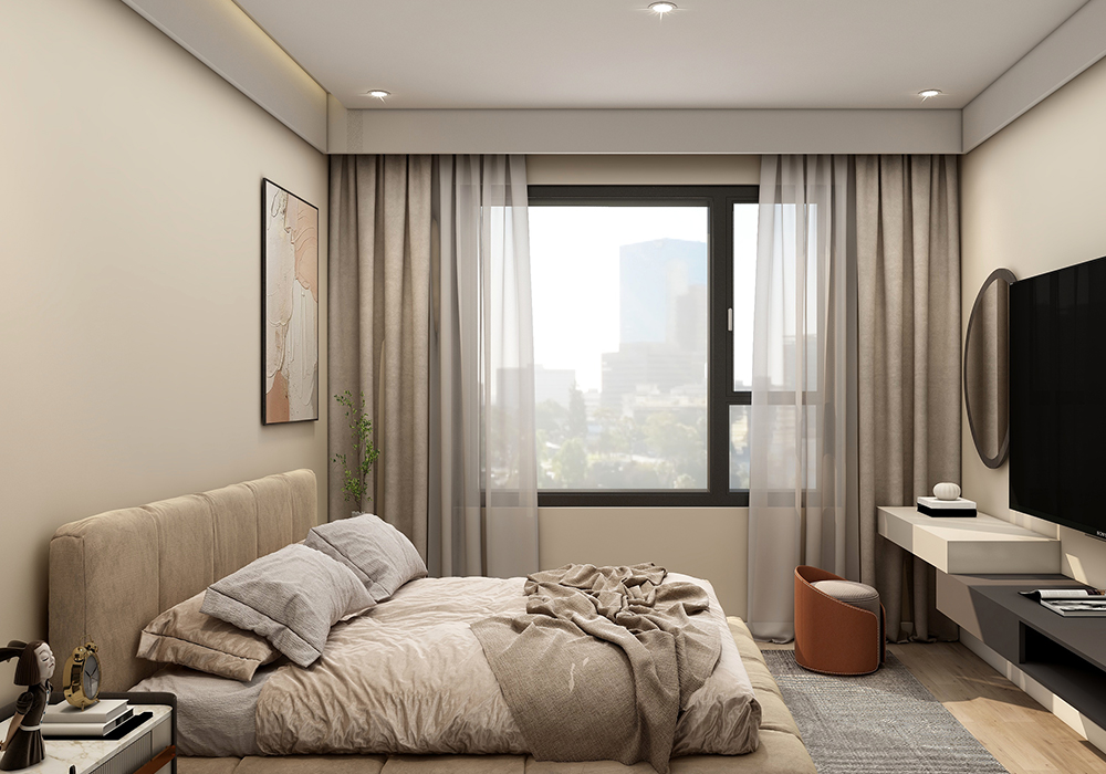 静安区绿地东上海90平现代简约卧室装修效果图