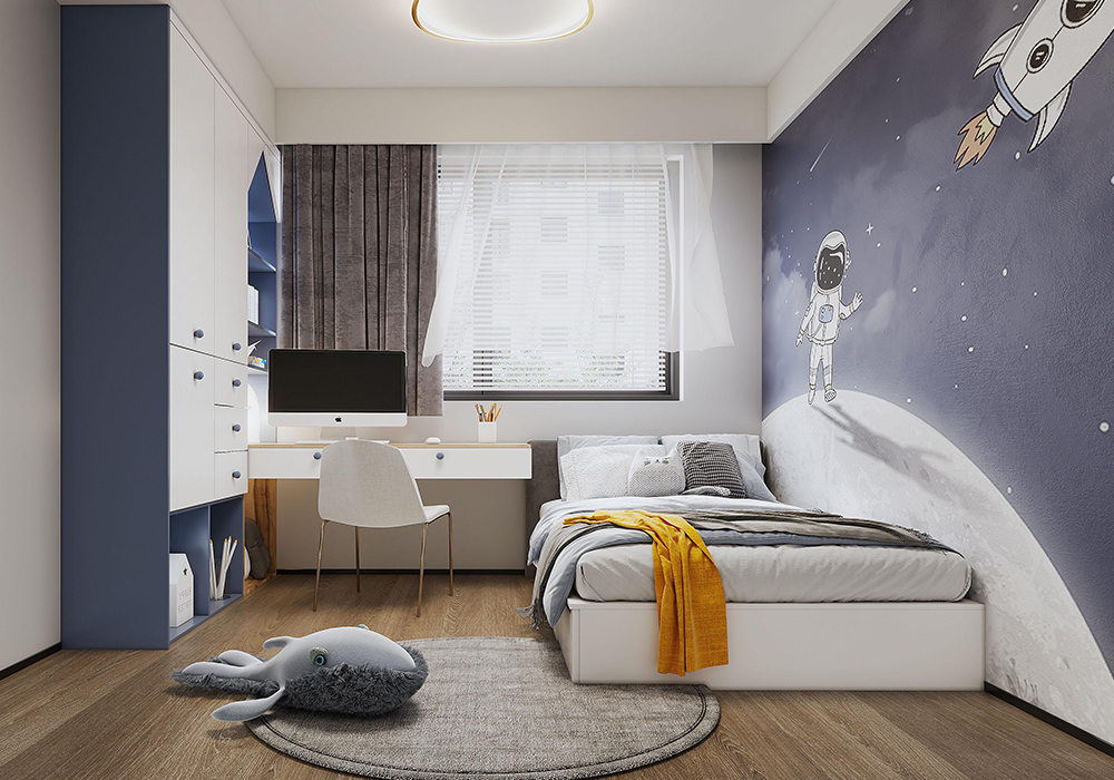 黄浦区百汇公寓103平现代简约卧室装修效果图