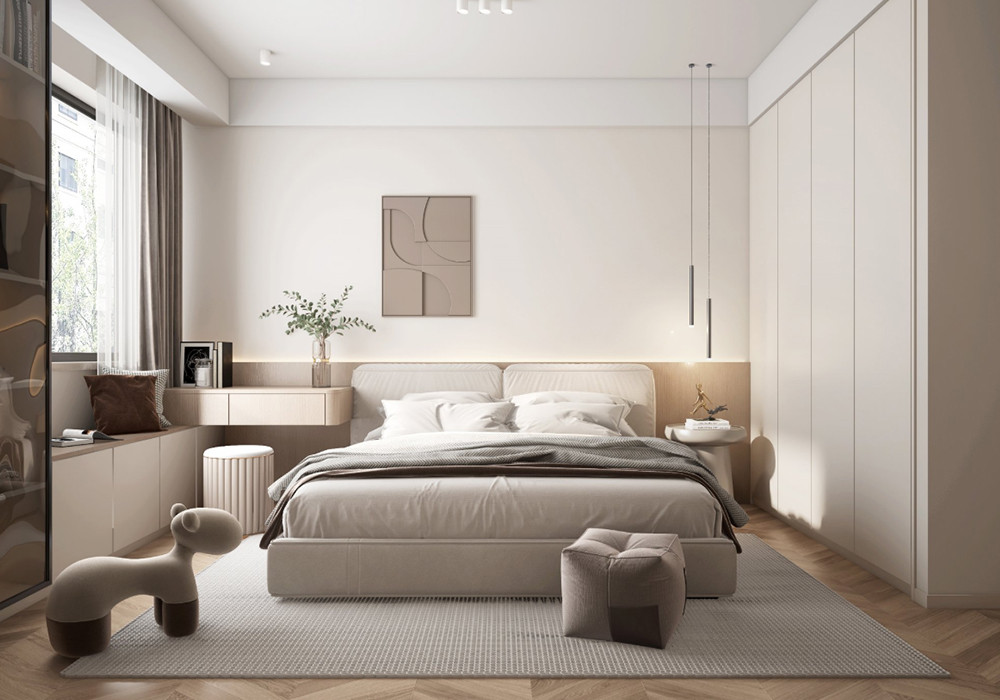 杨浦区文化家园130平现代简约卧室装修效果图