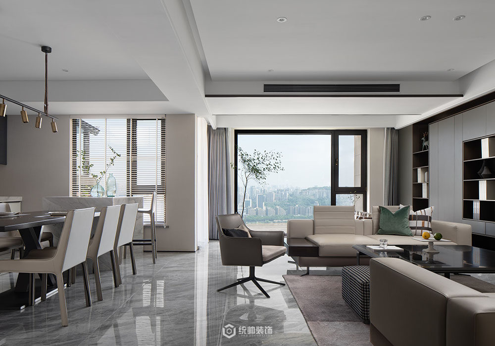 上海周邊金輝江城里250平現代簡約客廳裝修效果圖