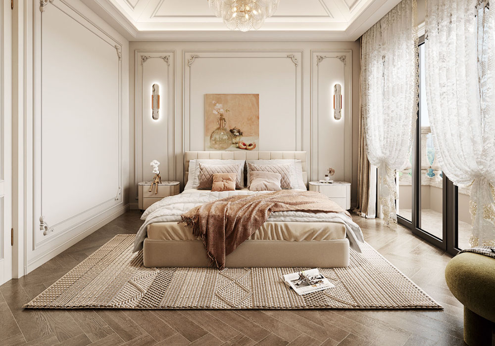 上海周边合生伴海花园别墅362平法式卧室装修效果图
