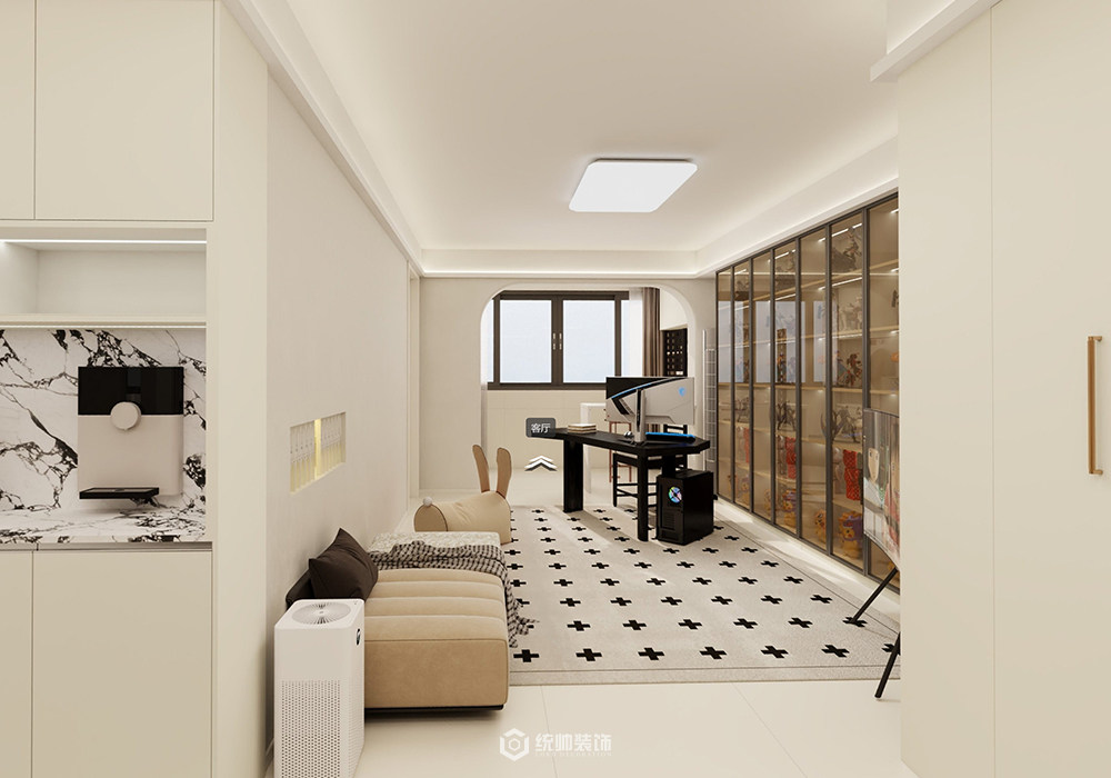 杨浦区宏翔公寓92平奶油客厅装修效果图