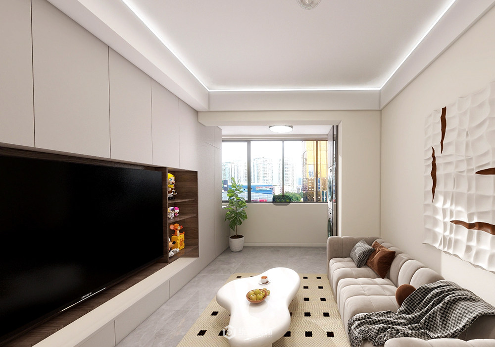 浦東新區高行綠洲68平現代簡約客廳裝修效果圖